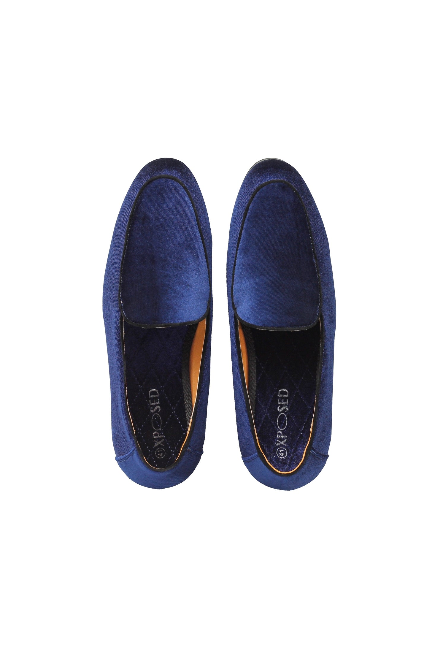NAVY VELVET TUXEDO SLIPPERS