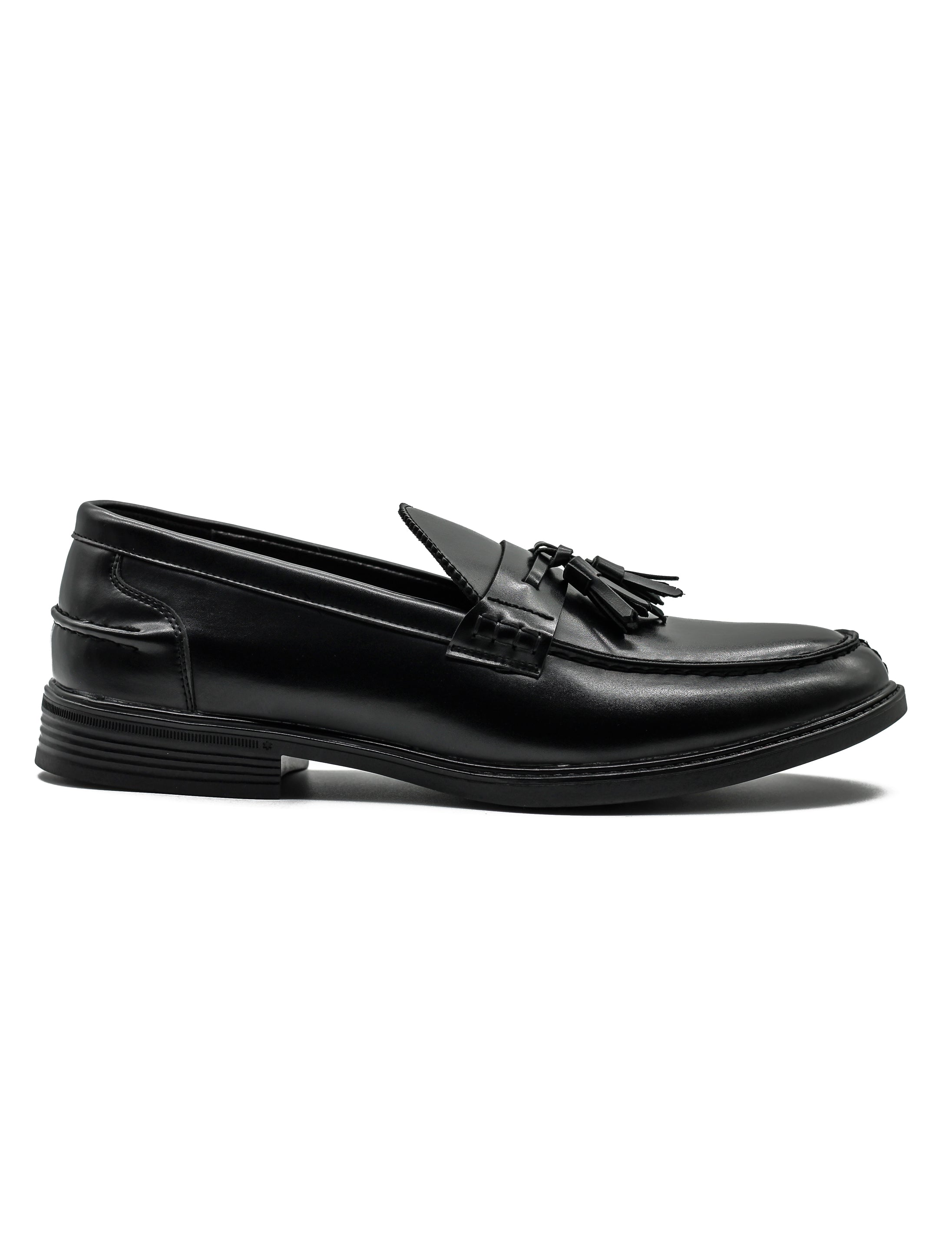 Men’s Black Faux Leather Retro Tassel Loafers