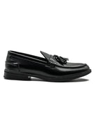 Men’s Black Faux Leather Retro Tassel Loafers
