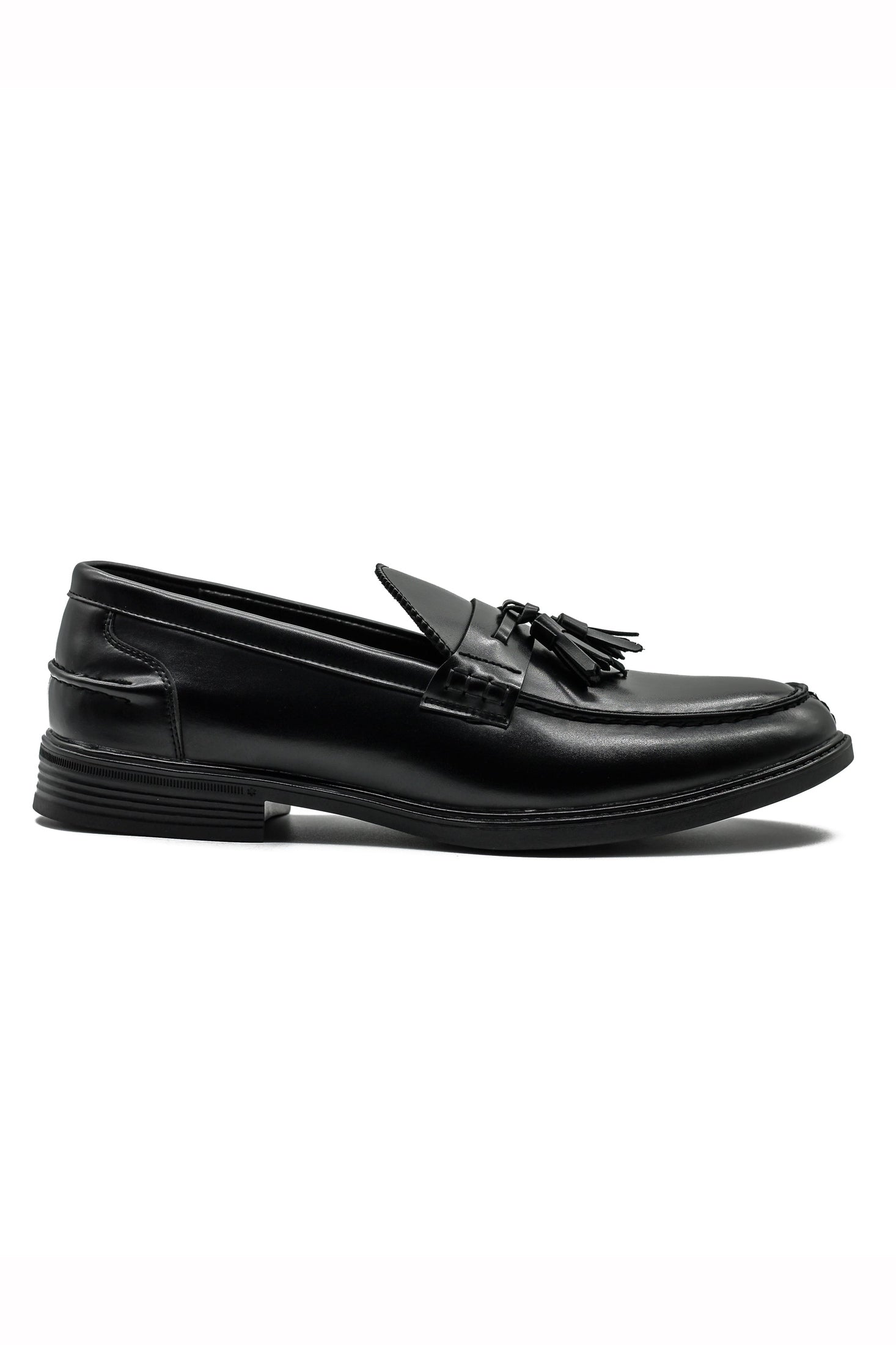 Men’s Black Faux Leather Retro Tassel Loafers