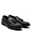 Men’s Black Faux Leather Retro Tassel Loafers