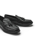 Men’s Black Faux Leather Retro Tassel Loafers