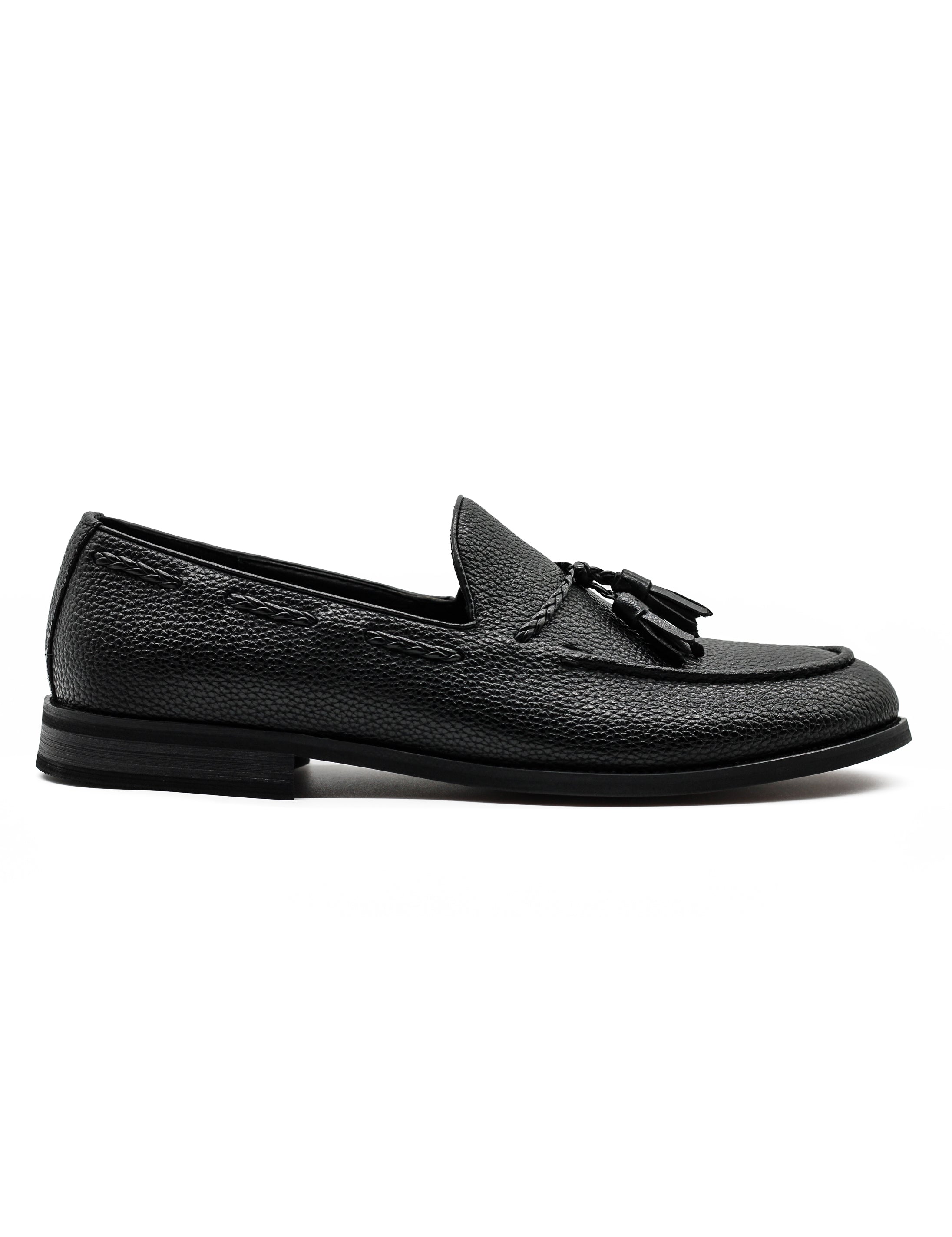 Men’s Black Faux Leather Tassel Loafers