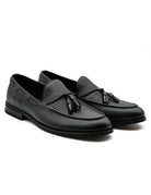 Men’s Black Faux Leather Tassel Loafers