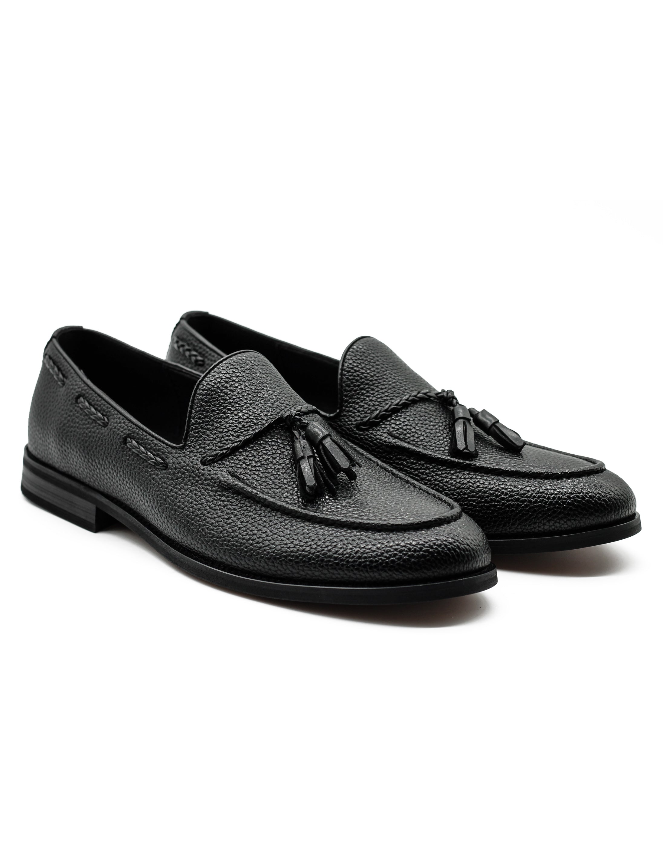 Men’s Black Faux Leather Tassel Loafers