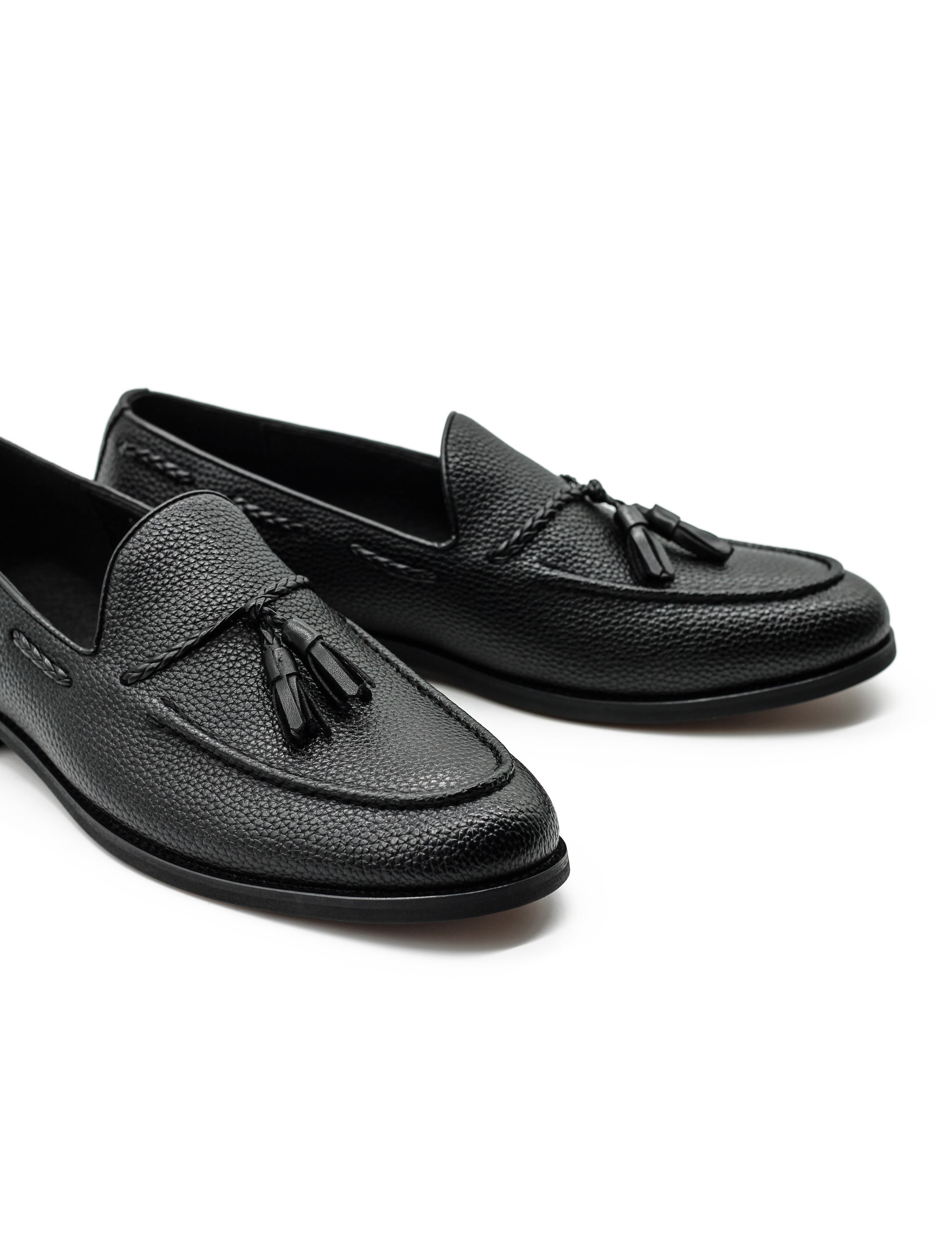 Men’s Black Faux Leather Tassel Loafers
