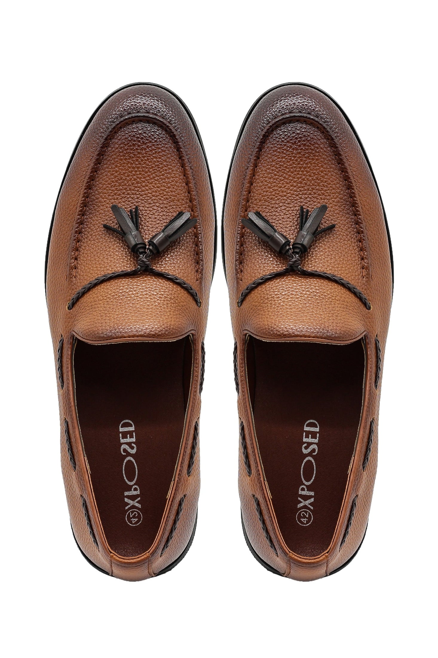 Men’s Tan Faux Leather Tassel Loafers