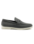 Grey Faux Suede Penny Loafers Lightweight Slip-Ons