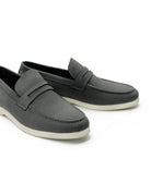Grey Faux Suede Penny Loafers Lightweight Slip-Ons