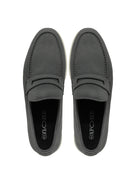 Grey Faux Suede Penny Loafers Lightweight Slip-Ons