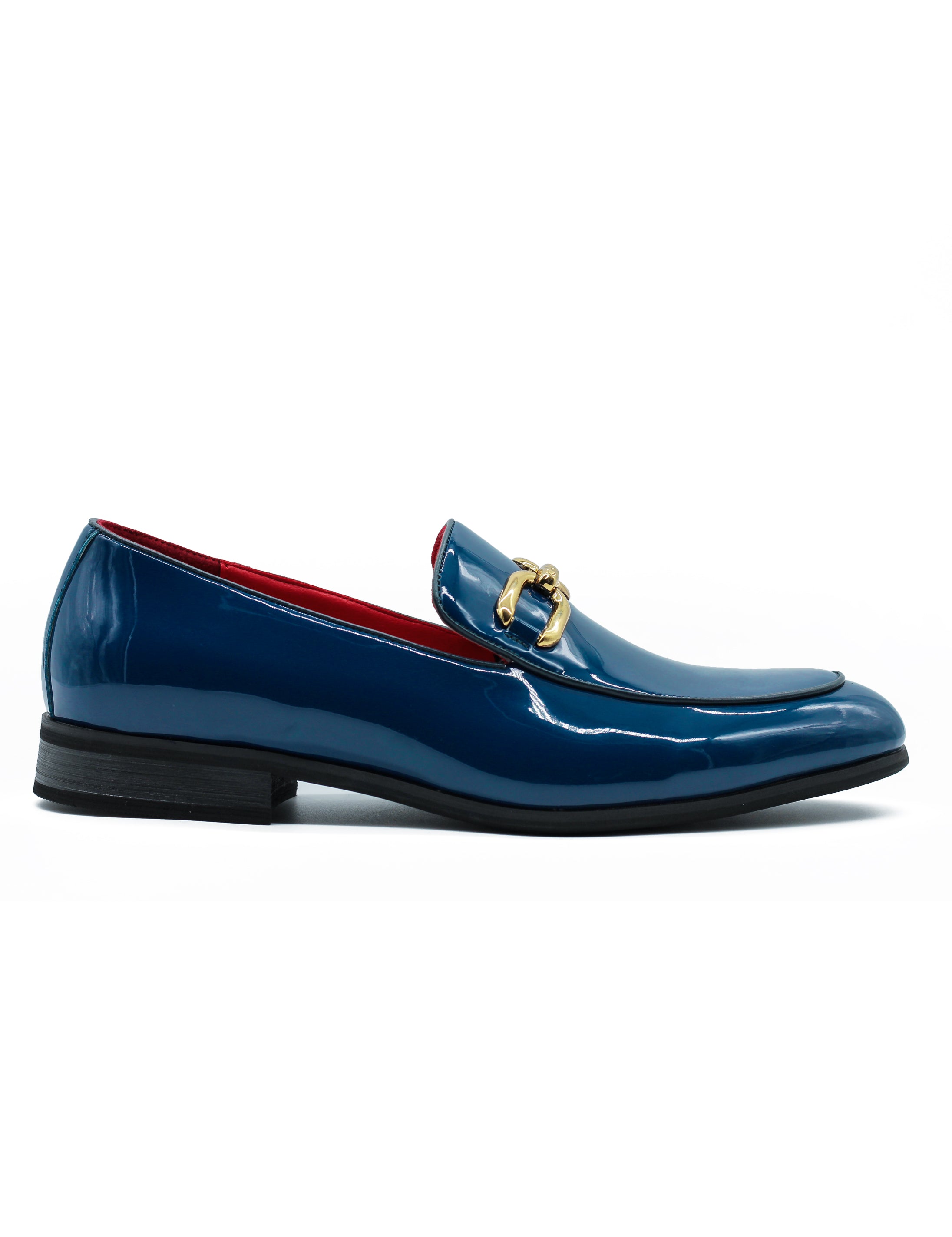 PATENT LEATHER GOLD BUCKLE LOAFER