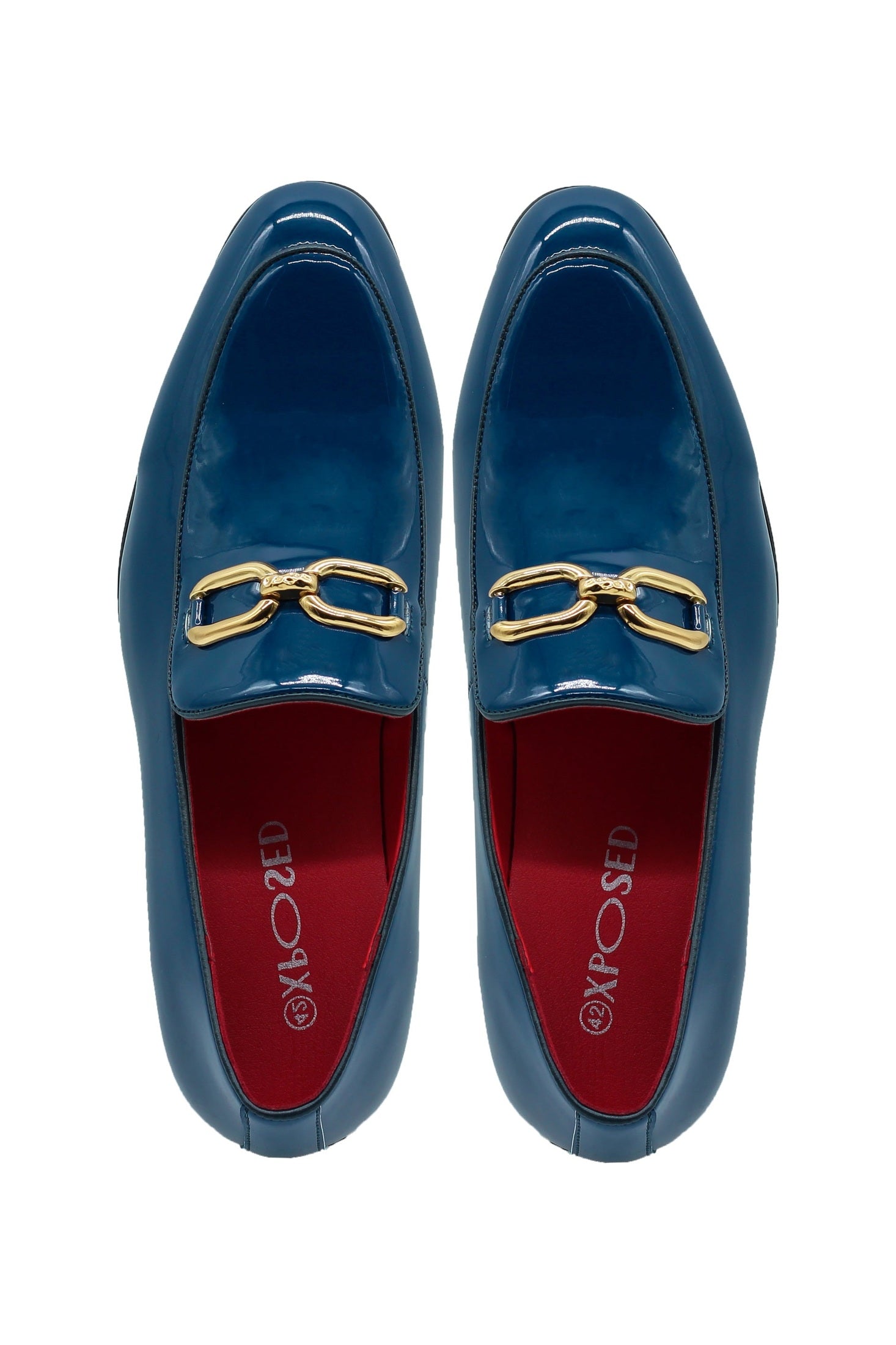 PATENT LEATHER GOLD BUCKLE LOAFER