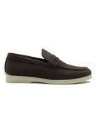 Dark Brown Faux Suede Penny Loafers Slip-Ons