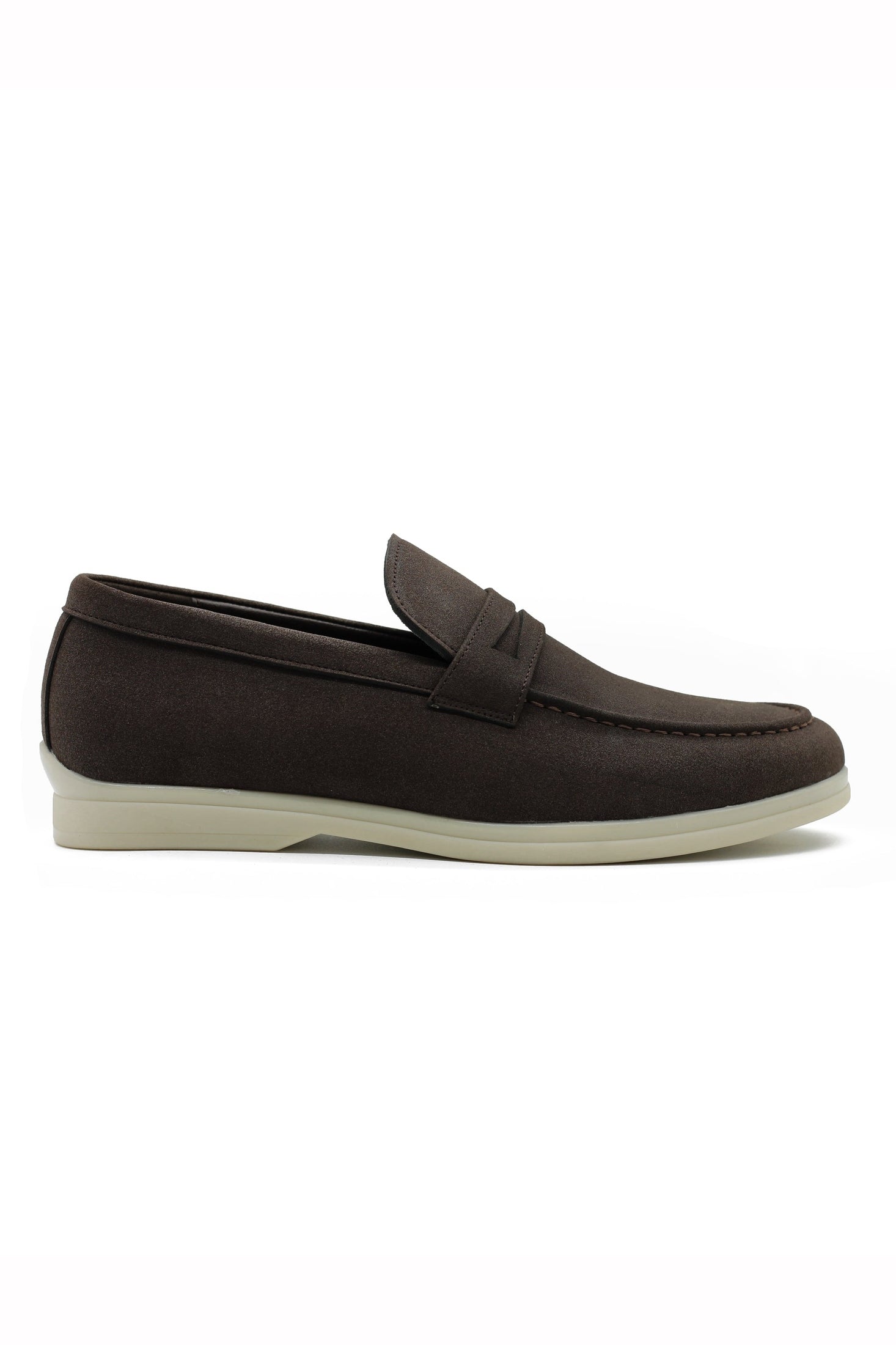 Dark Brown Faux Suede Penny Loafers Slip-Ons