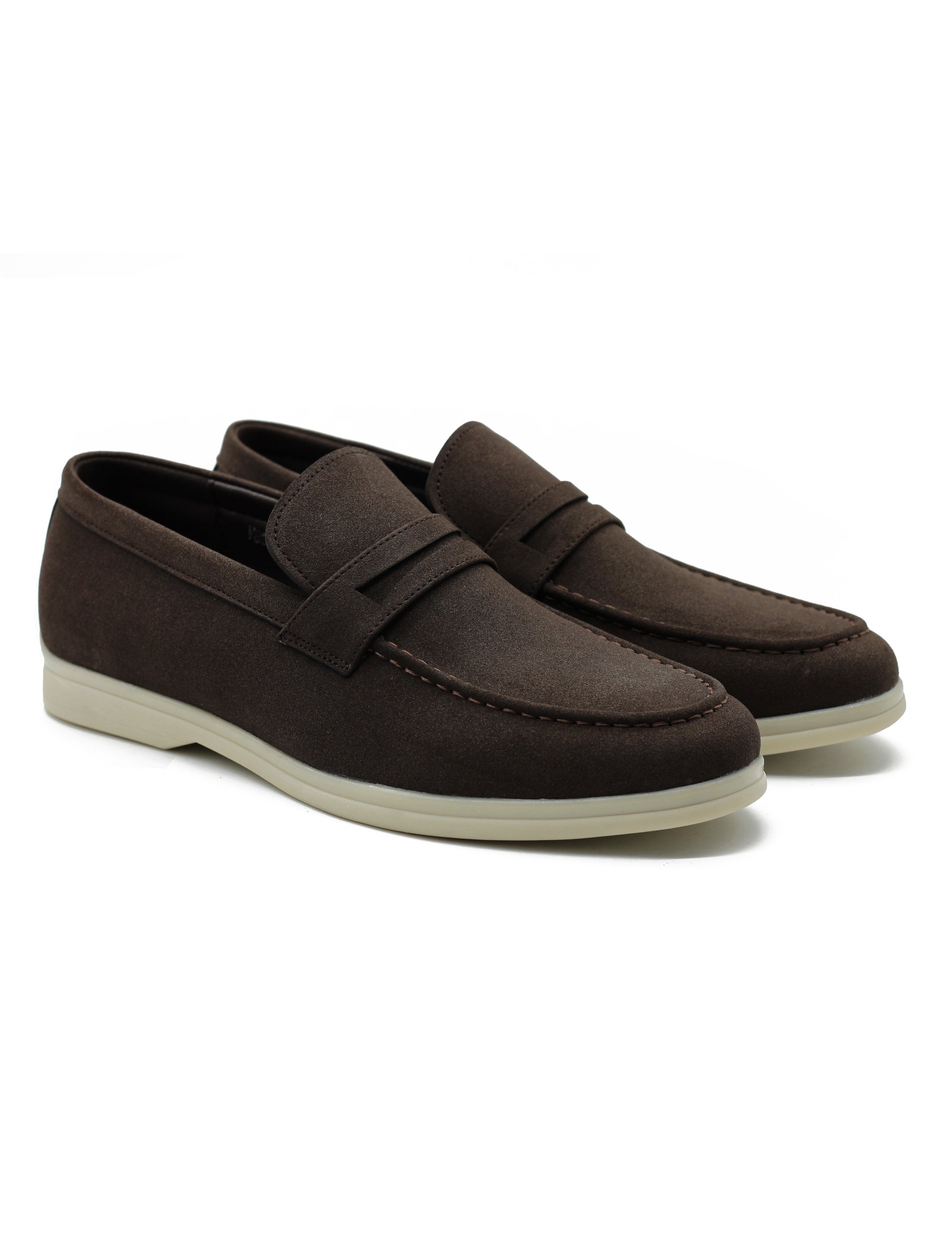 Dark Brown Faux Suede Penny Loafers Slip-Ons