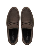 Dark Brown Faux Suede Penny Loafers Slip-Ons
