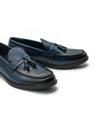 Men’s Navy Faux Leather Classic Tassel Loafers