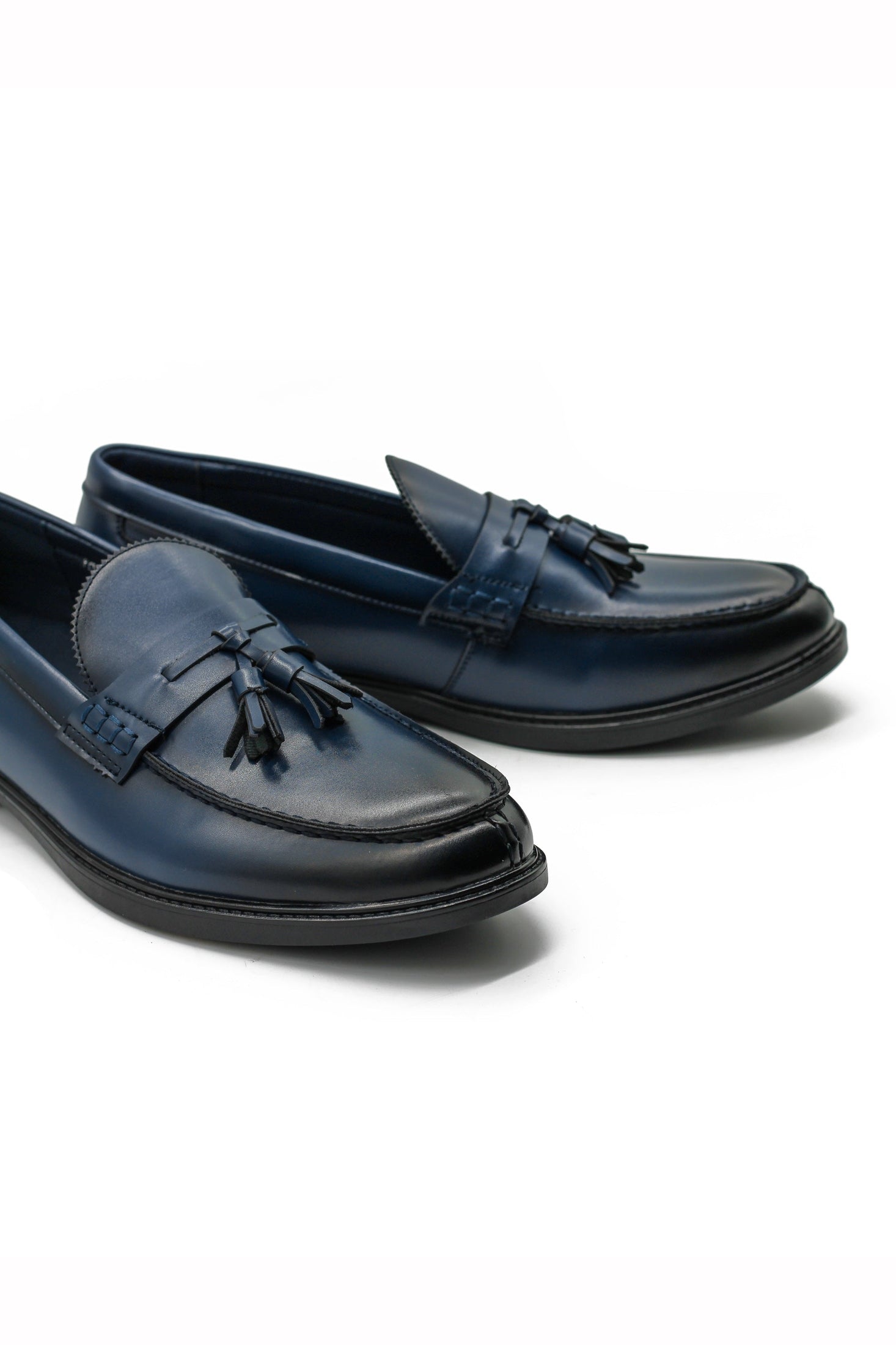 Men’s Navy Faux Leather Classic Tassel Loafers