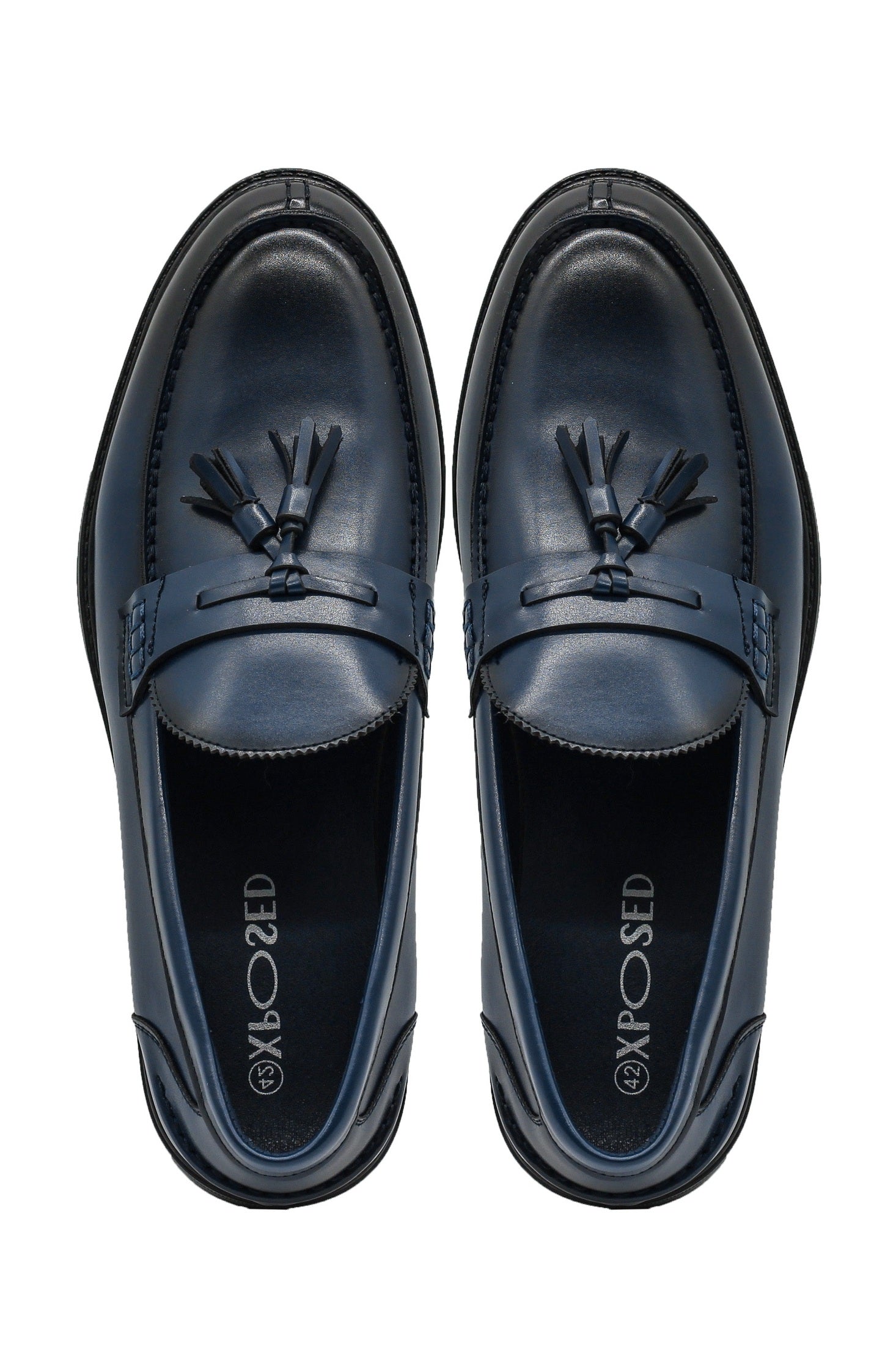 Men’s Navy Faux Leather Classic Tassel Loafers