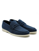 Midnight Blue Faux Suede Penny Loafers Lightweight Slip-Ons