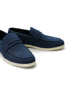 Midnight Blue Faux Suede Penny Loafers Lightweight Slip-Ons