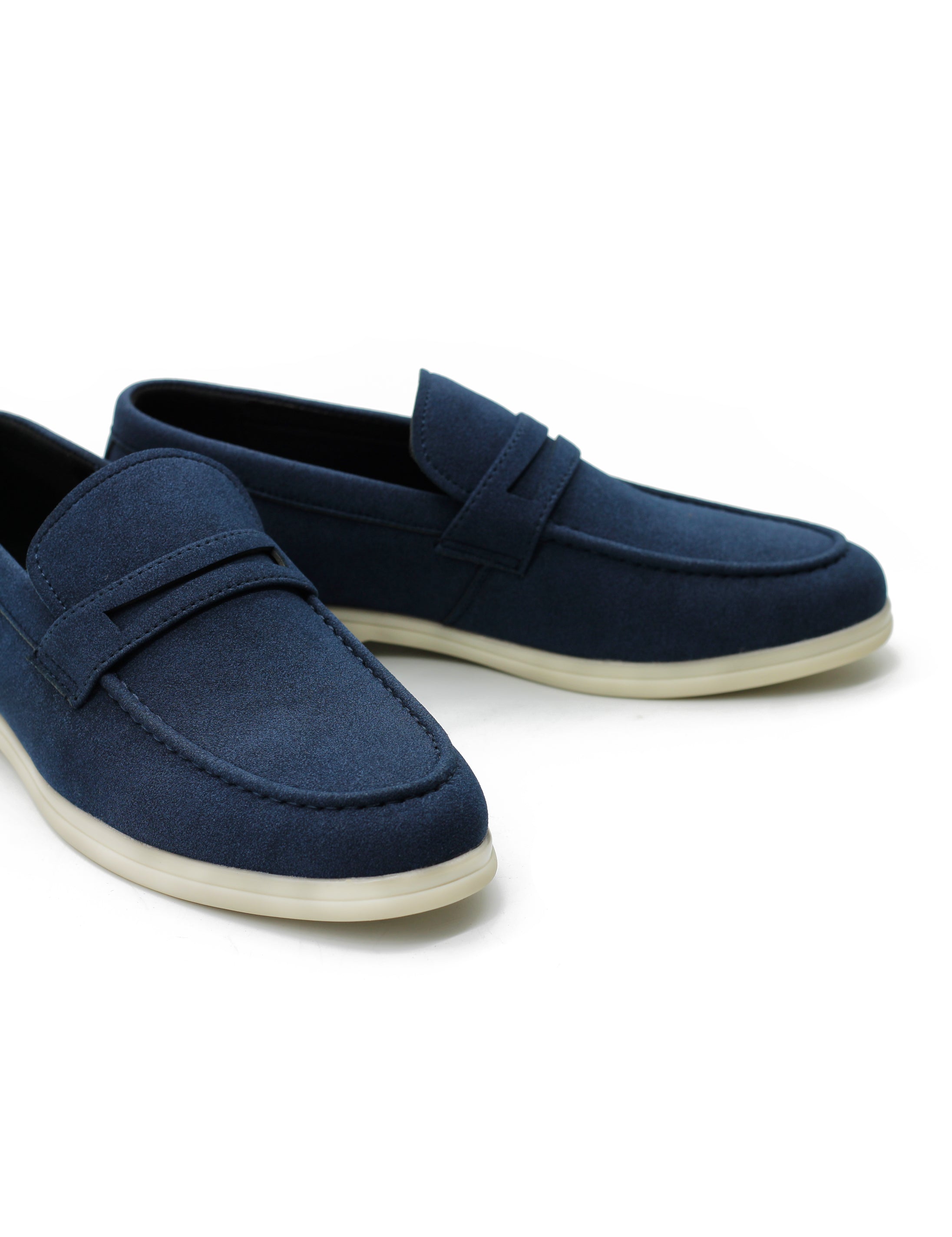 Midnight Blue Faux Suede Penny Loafers Lightweight Slip-Ons