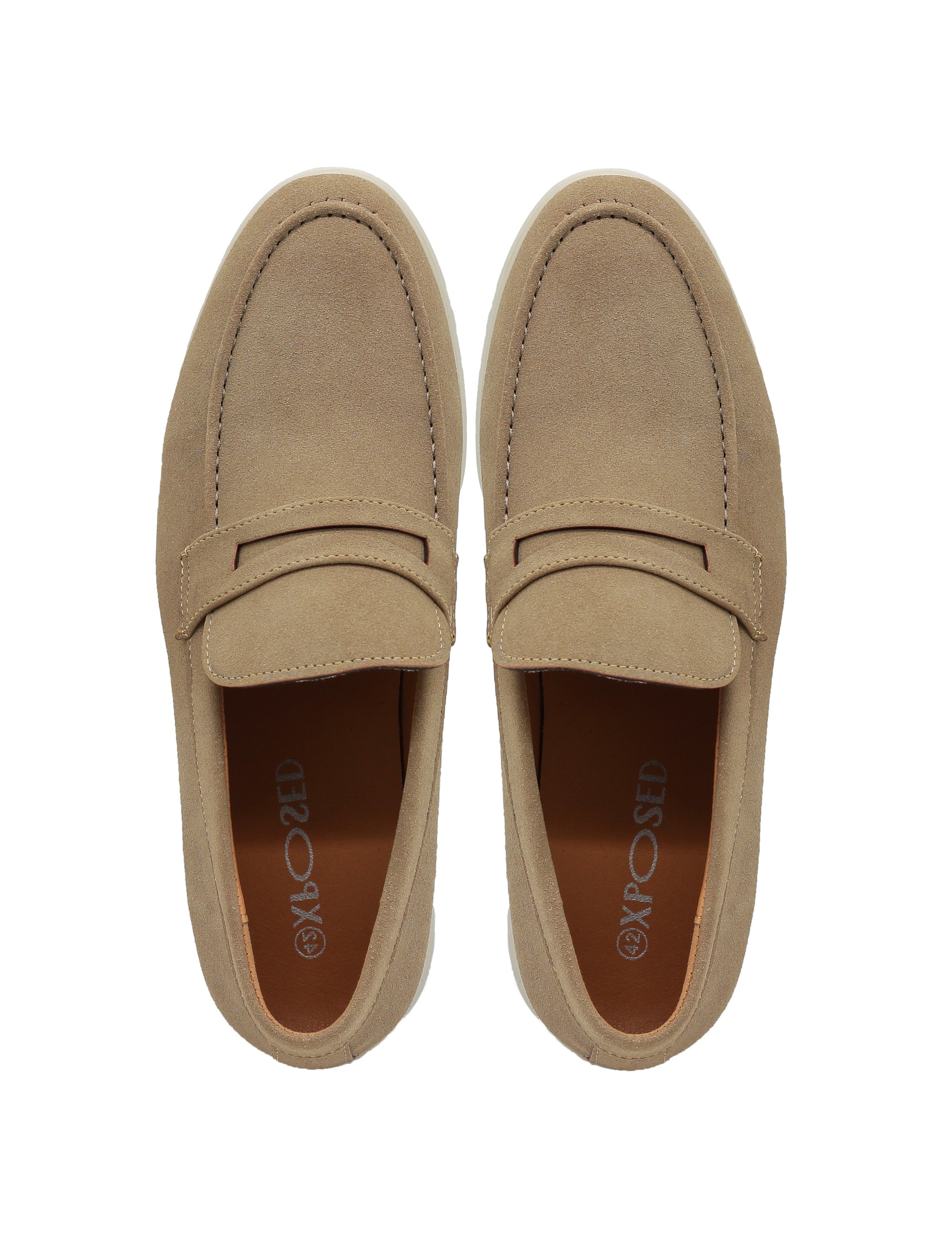 Sand Faux Suede Penny Loafers Lightweight Summer Slip-Ons