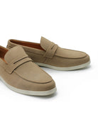 Sand Faux Suede Penny Loafers Lightweight Summer Slip-Ons