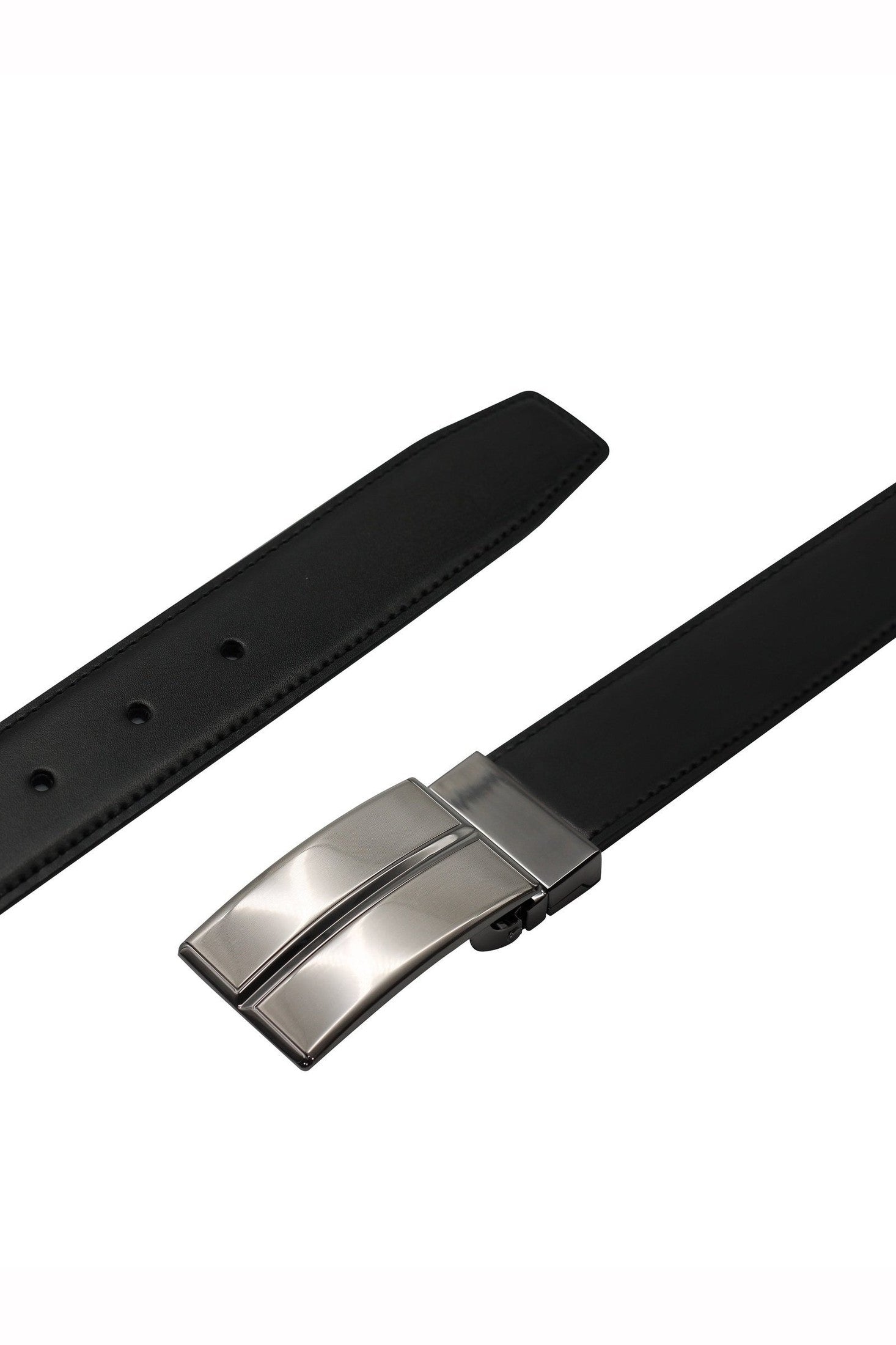 BLACK & BROWN LEATHER PIN BUCKLE REVERSIBLE BELT