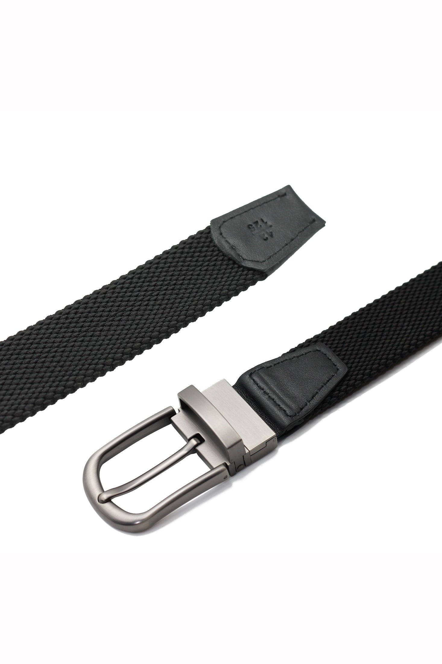 BLACK & GREY STRIPE REVERSIBLE STRETCH BELT