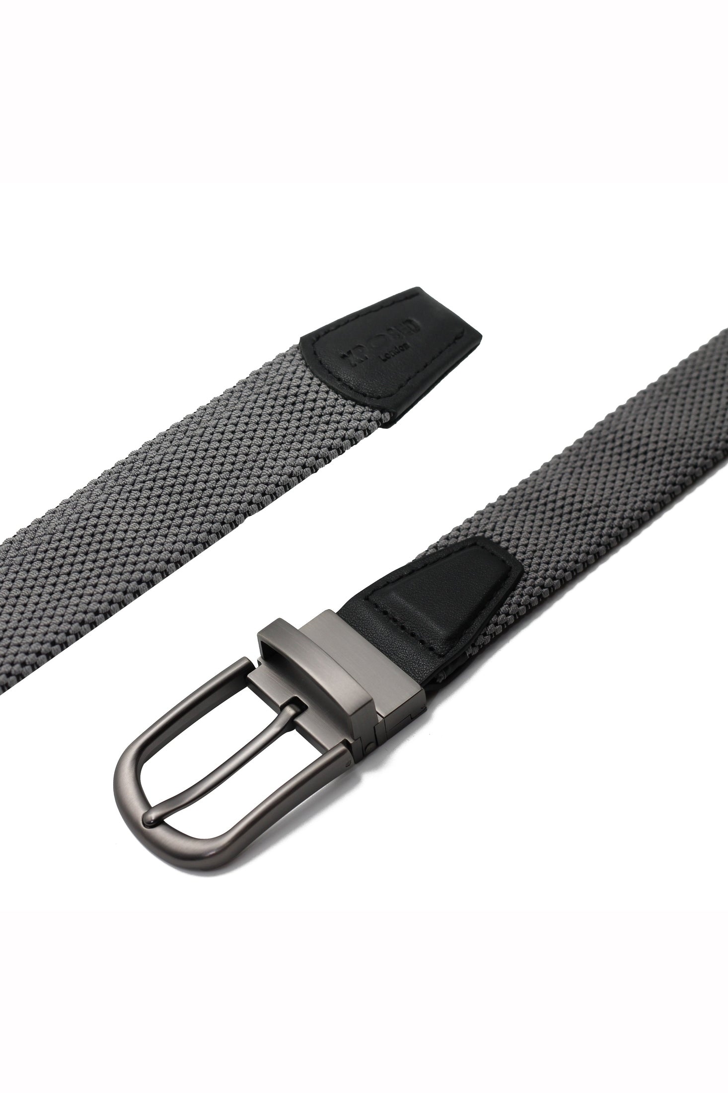 BLACK & GREY REVERSIBLE STRETCH BELT
