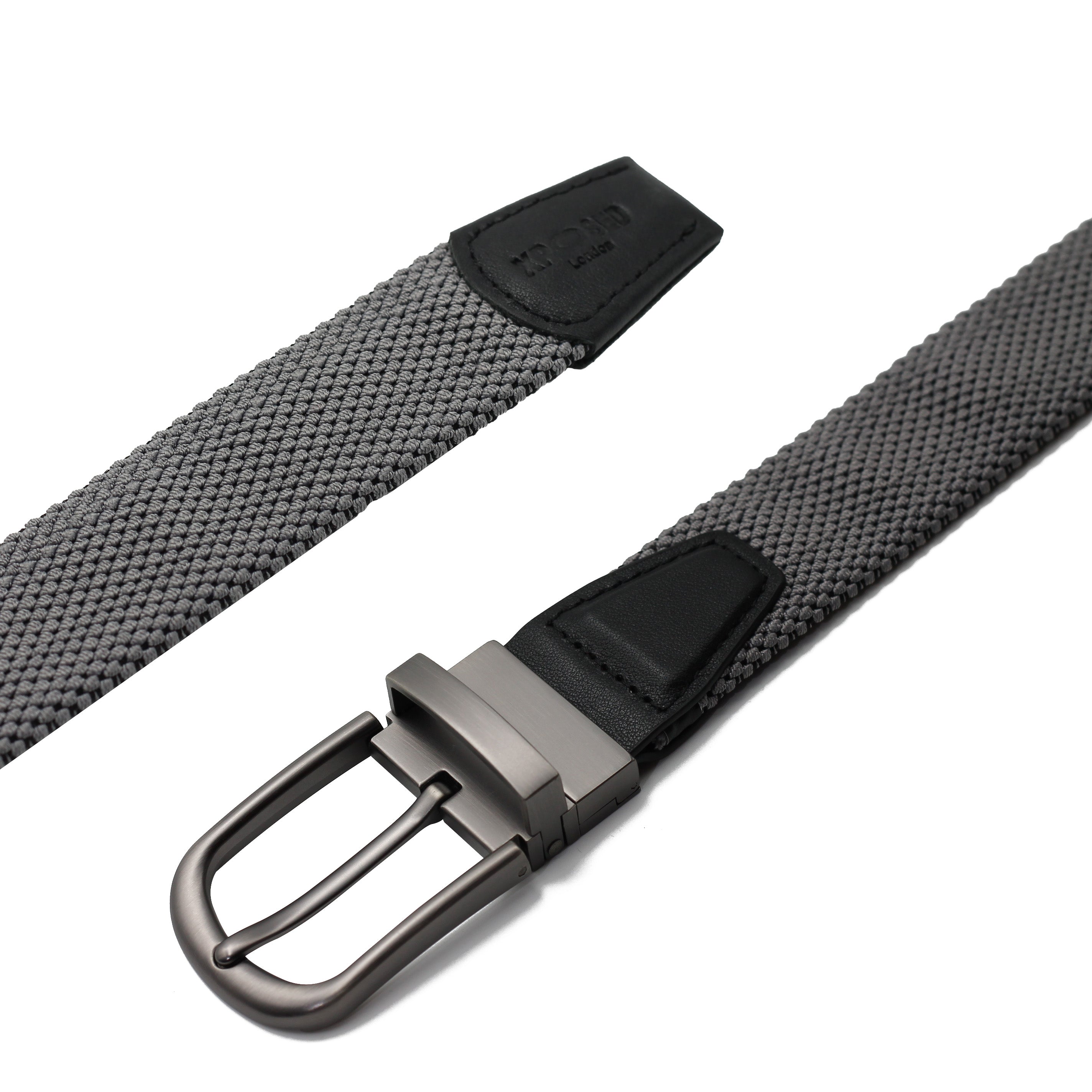 BLACK & GREY REVERSIBLE STRETCH BELT