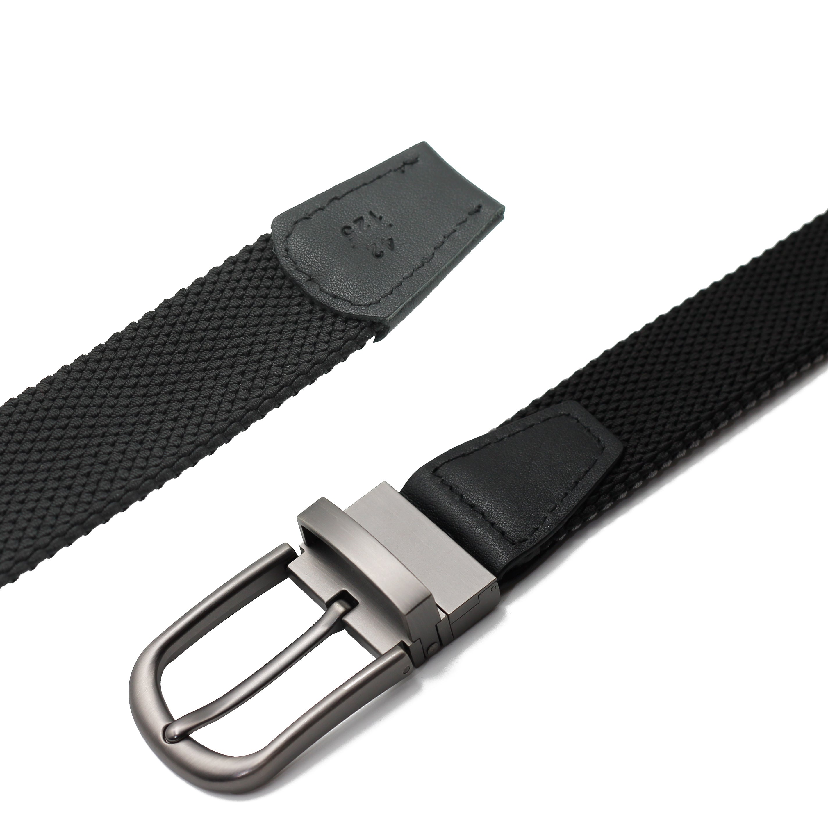 BLACK & GREY REVERSIBLE STRETCH BELT
