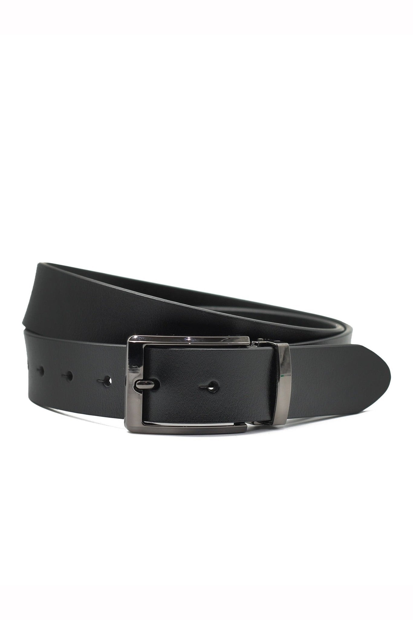 BLACK LEATHER BUCKLE BELT