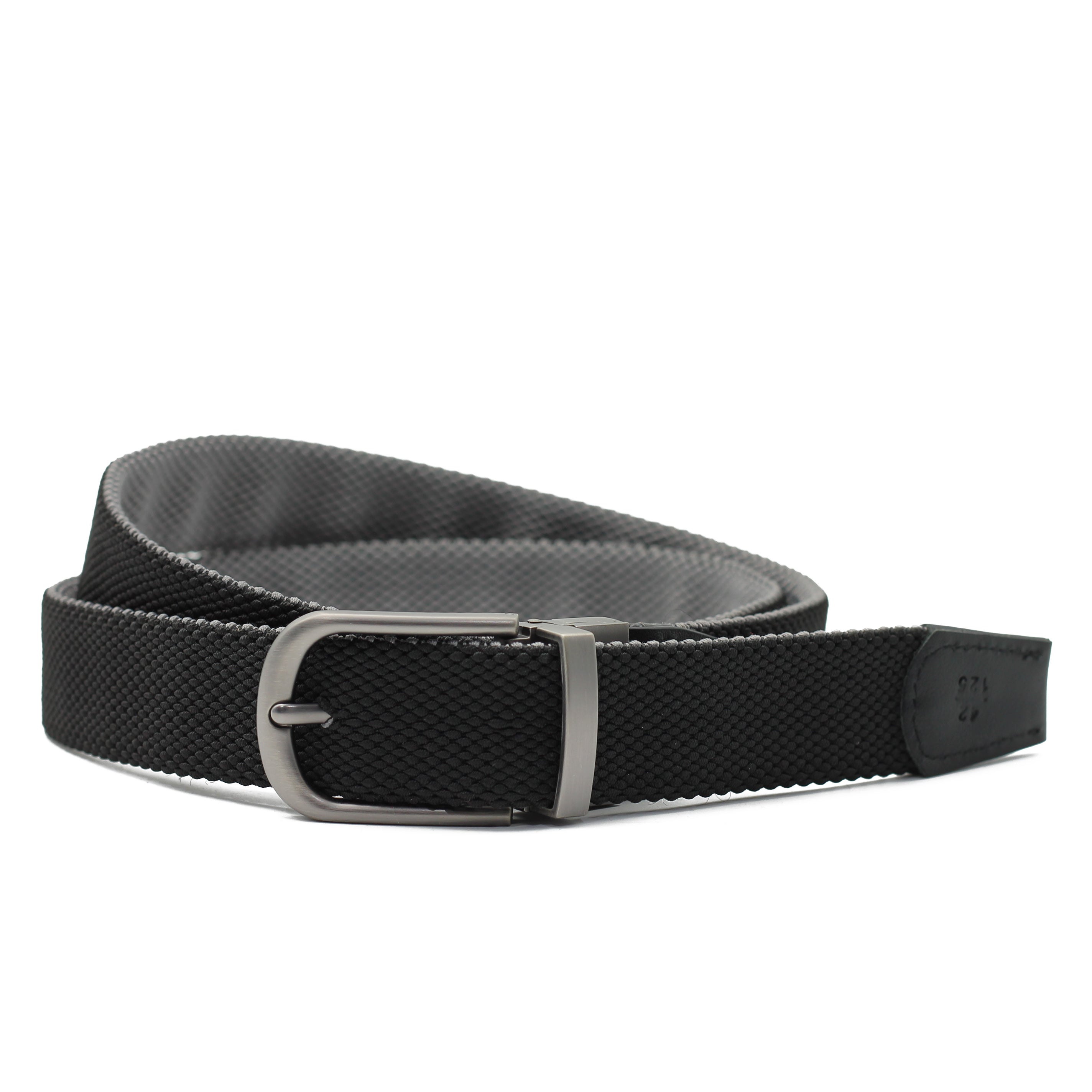 BLACK & GREY REVERSIBLE STRETCH BELT