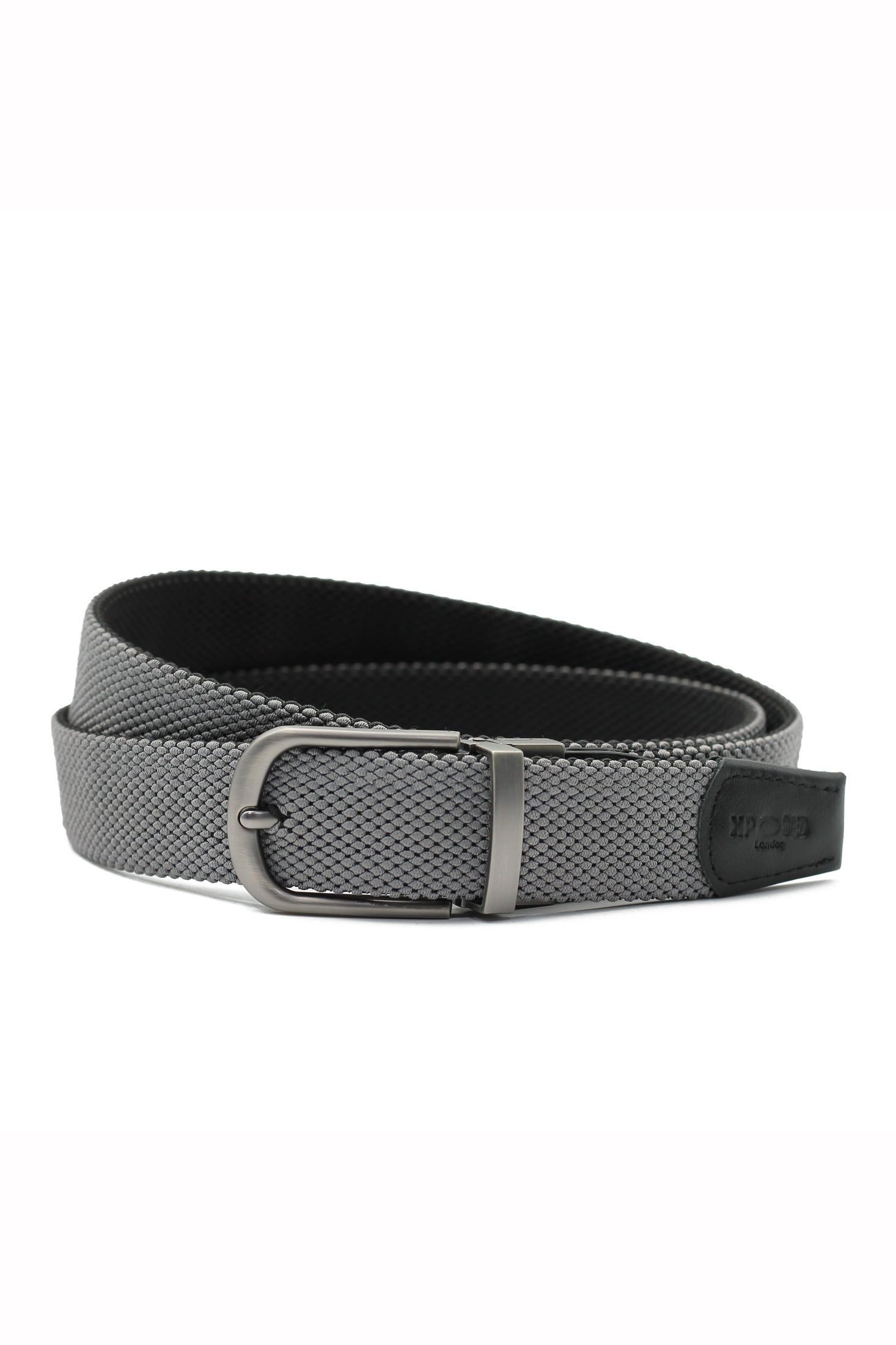BLACK & GREY REVERSIBLE STRETCH BELT