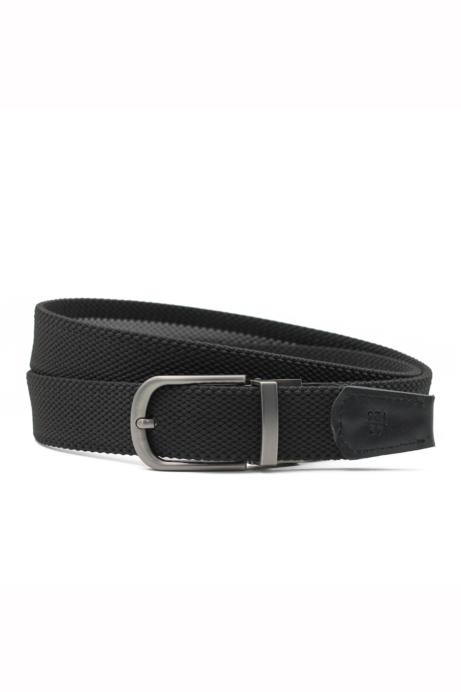 BLACK & GREY STRIPE REVERSIBLE STRETCH BELT