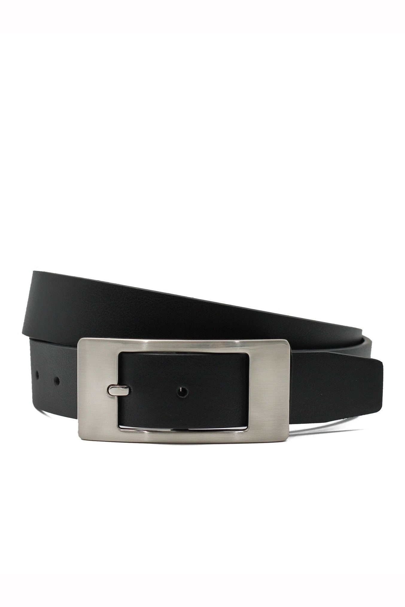 BLACK LEATHER PIN BUCKLE BELT