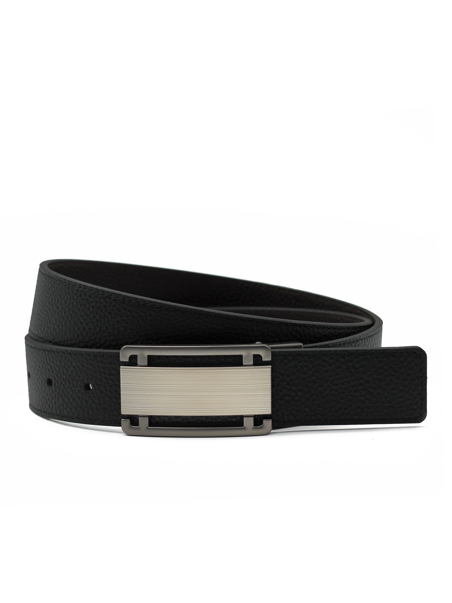 BLACK & BROWN GRAIN LEATHER PIN BUCKLE REVERSIBLE BELT