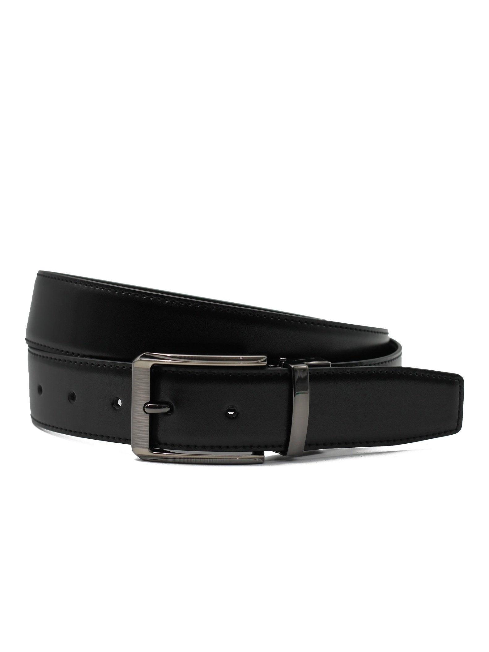 BLACK & BROWN LEATHER REVERSIBLE BELT