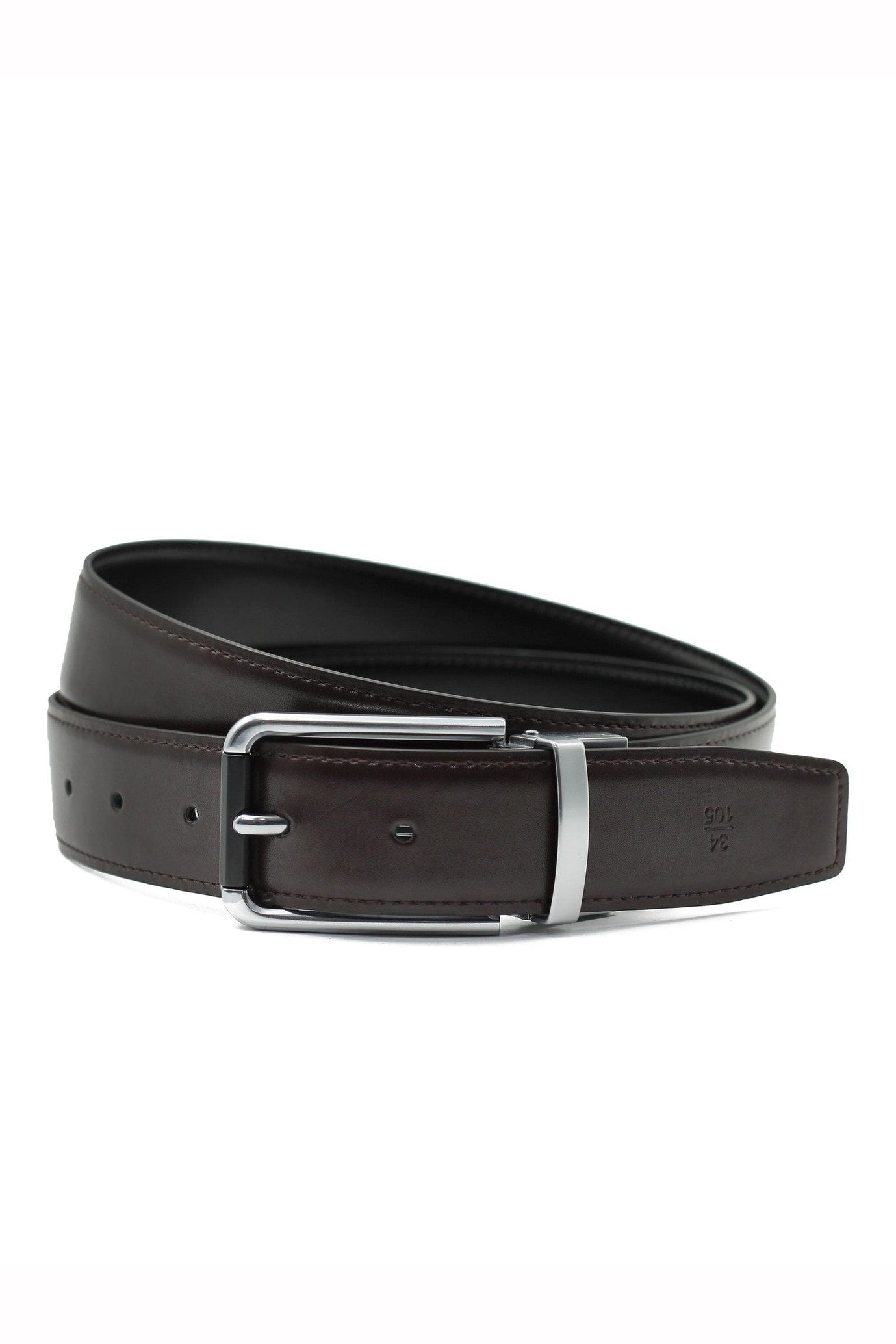BROWN & BLACK LEATHER REVERSIBLE BELT