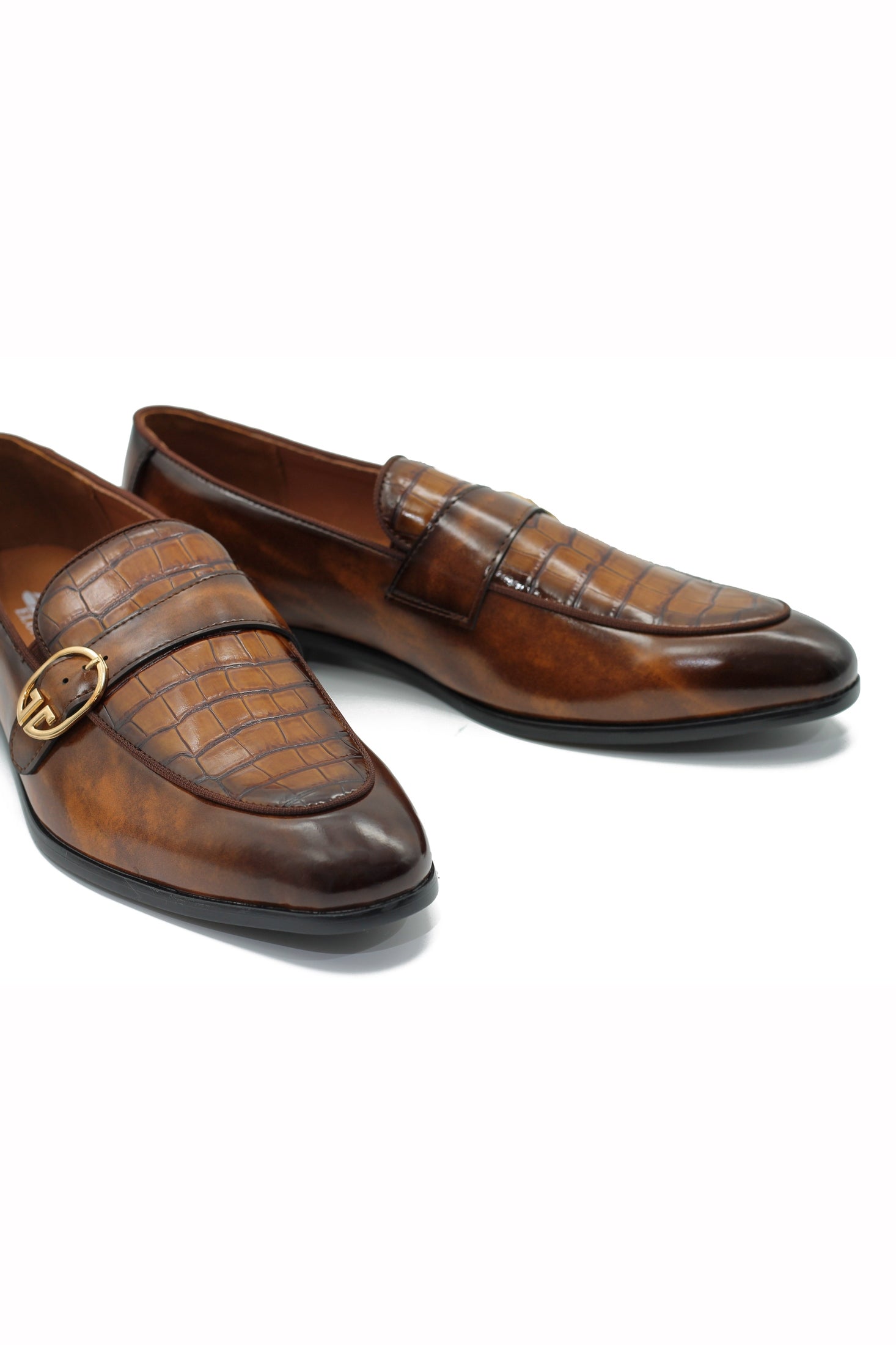 PRINTED MONK STRAP LOAFERS