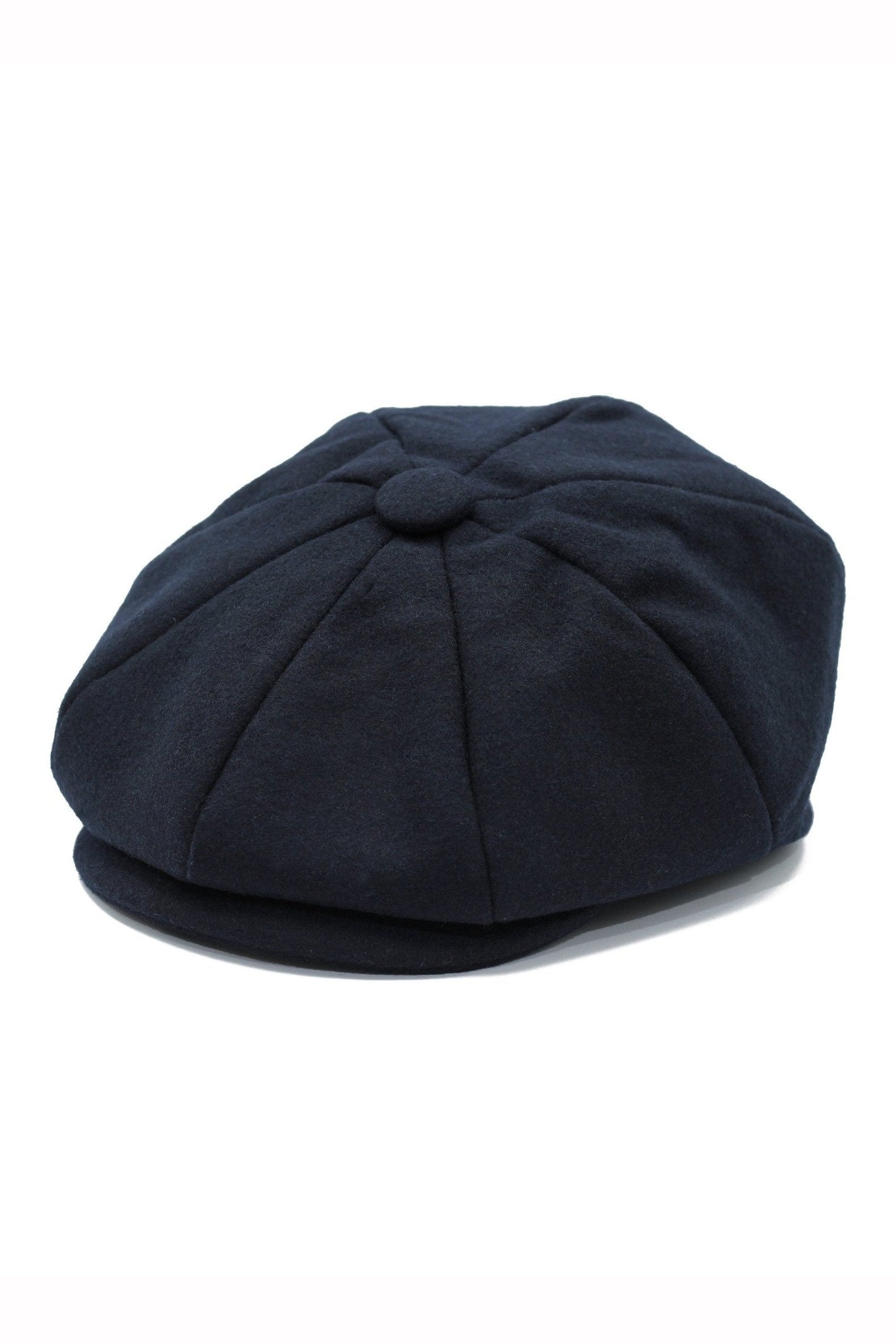NAVY WOOL BLEND NEWSBOY FLAT CAP IN TWEED