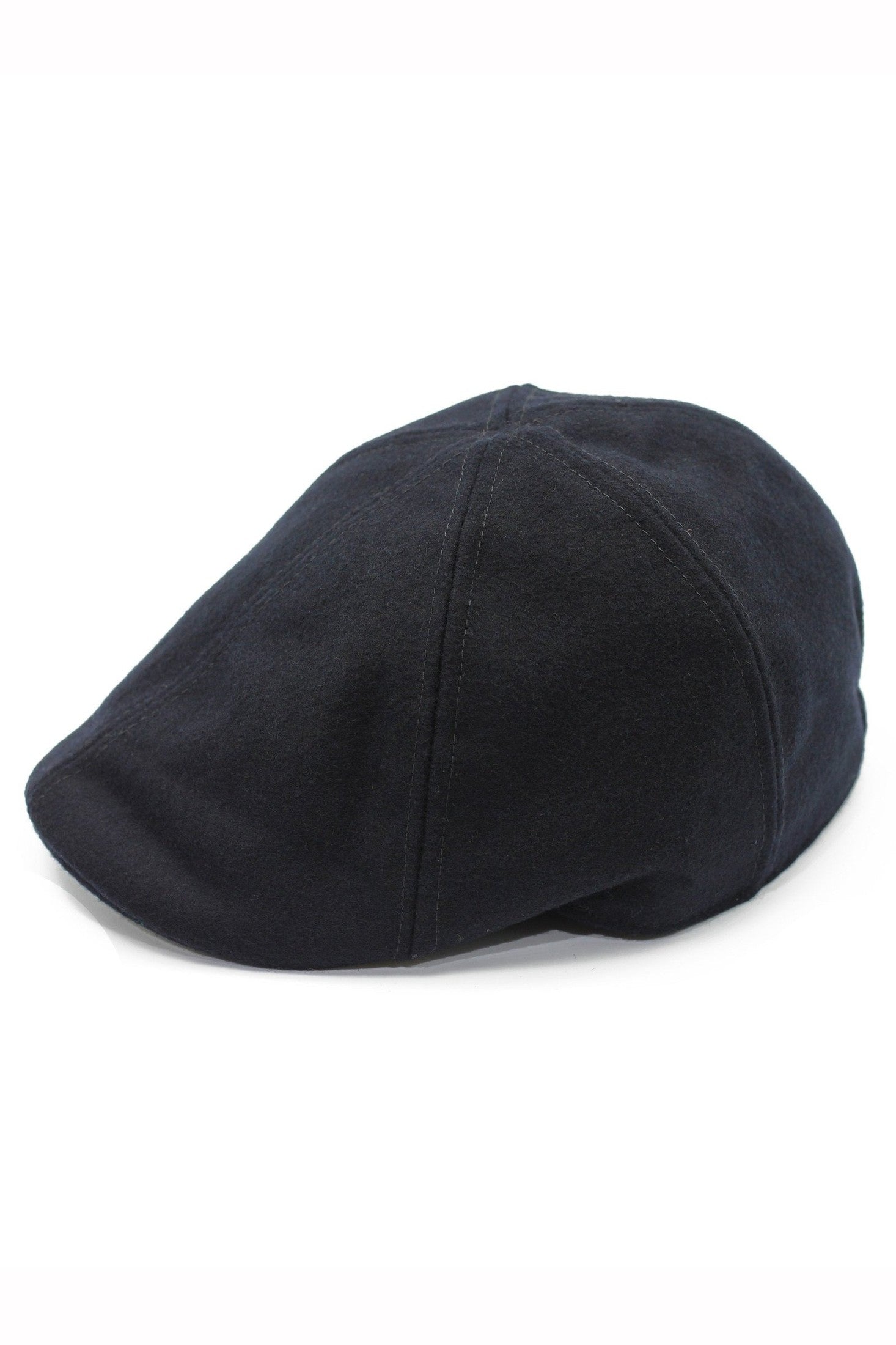 NAVY WOOL DUCKBILL FLAT CAP