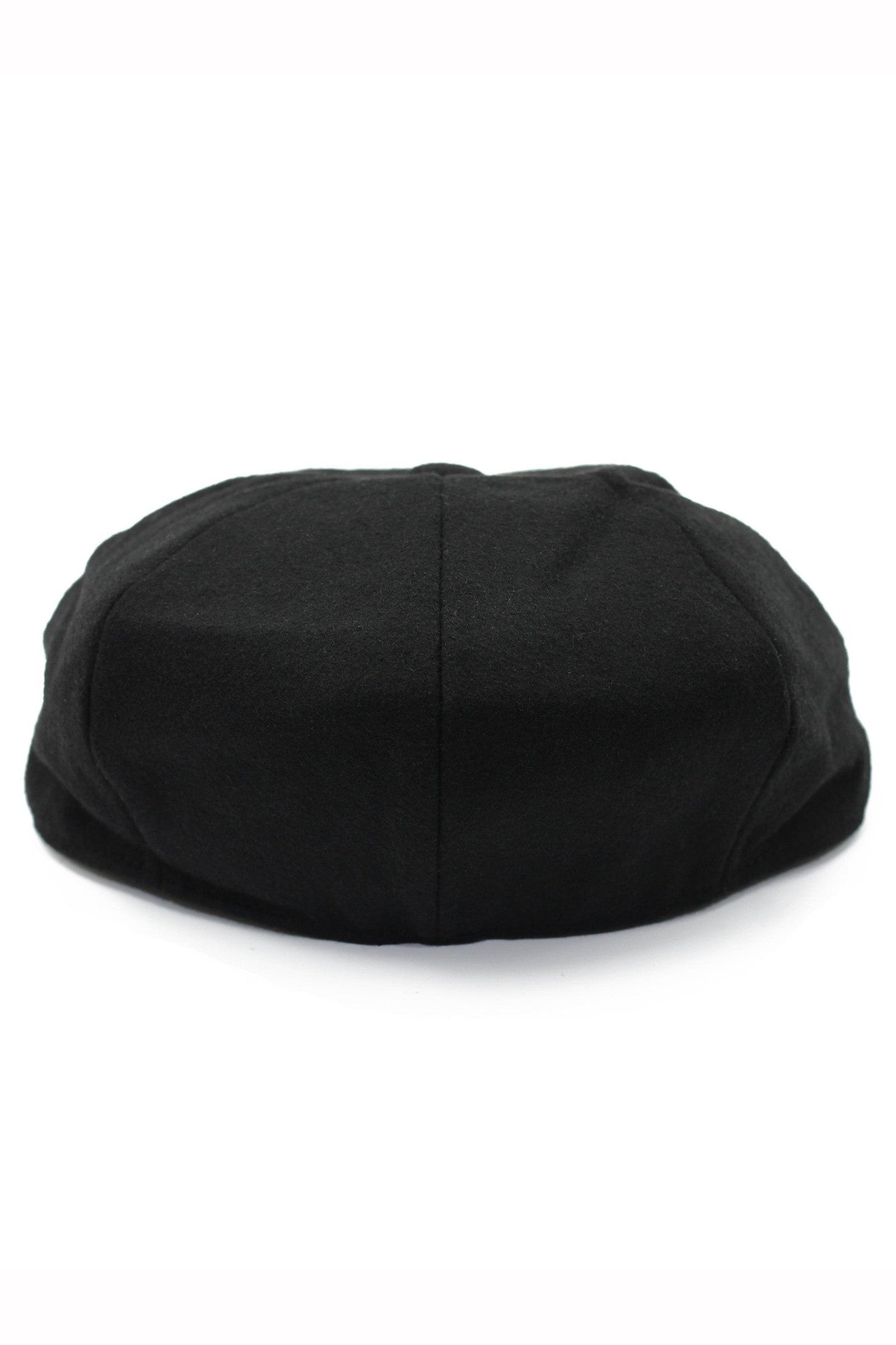 BLACK WOOL BLEND NEWSBOY FLAT CAP IN TWEED