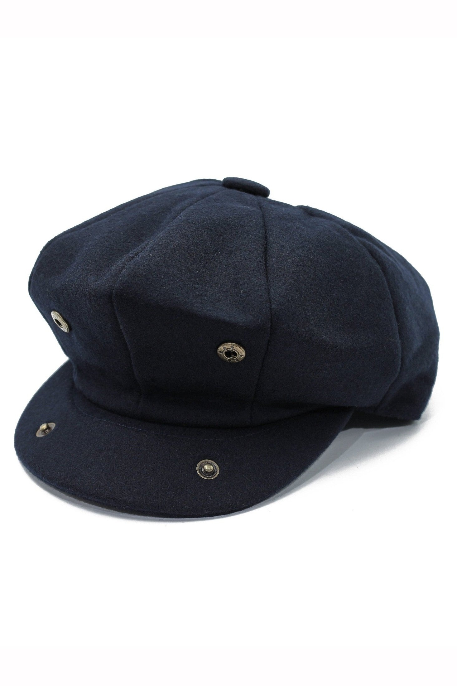 NAVY WOOL BLEND NEWSBOY FLAT CAP IN TWEED