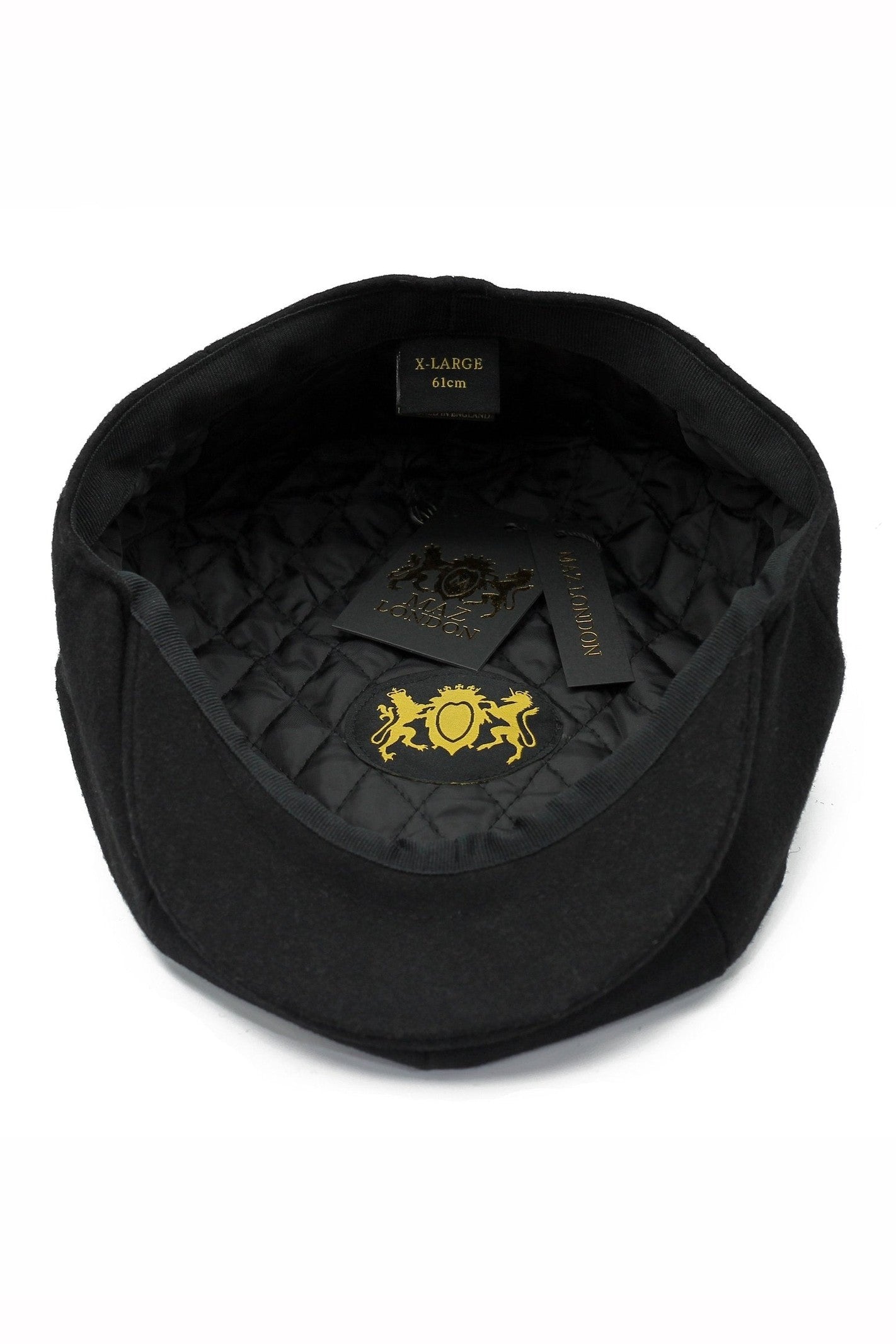 BLACK WOOL BLEND NEWSBOY FLAT CAP IN TWEED
