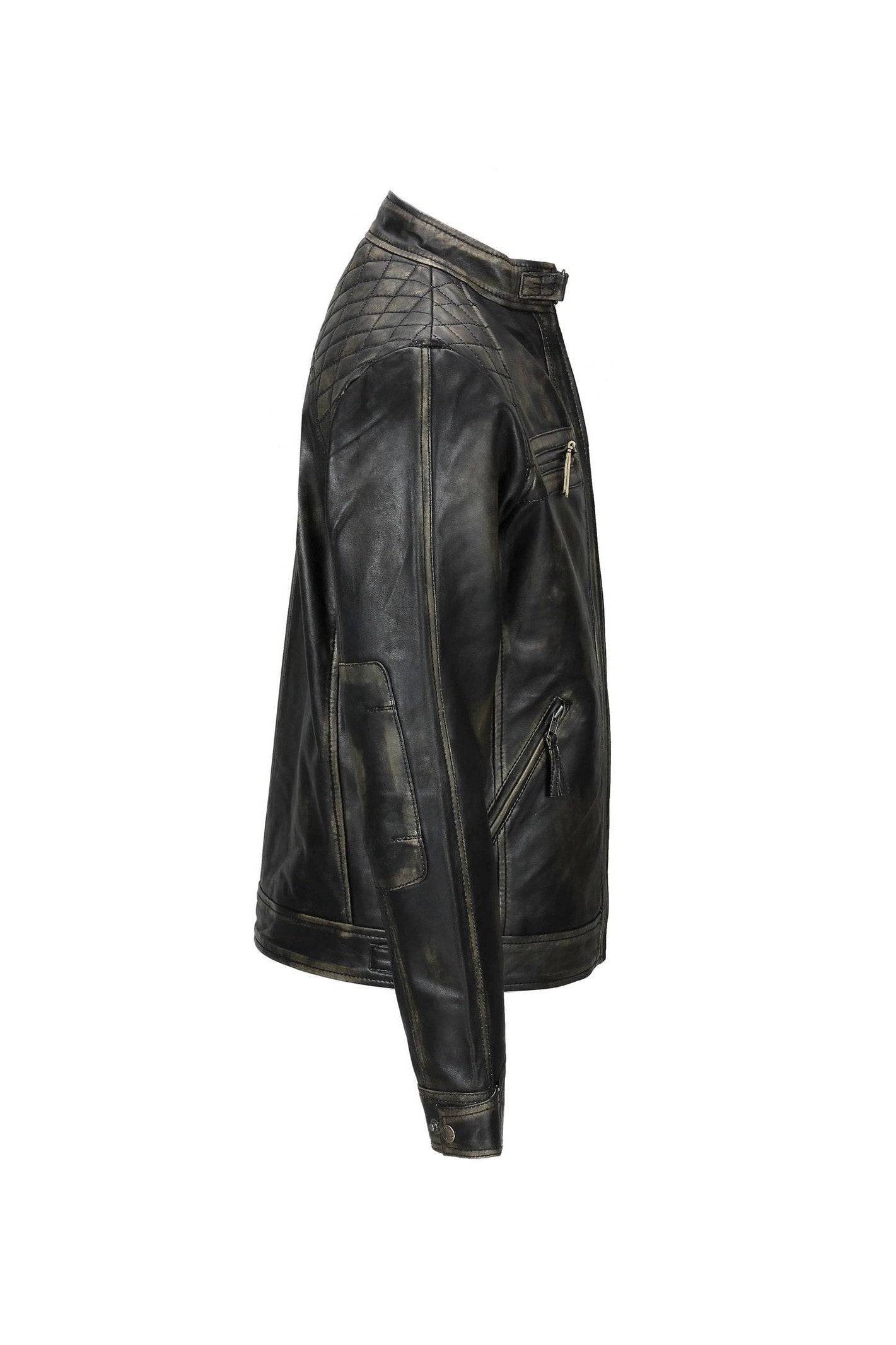 QUILTED BIKER LEATHER JACKET