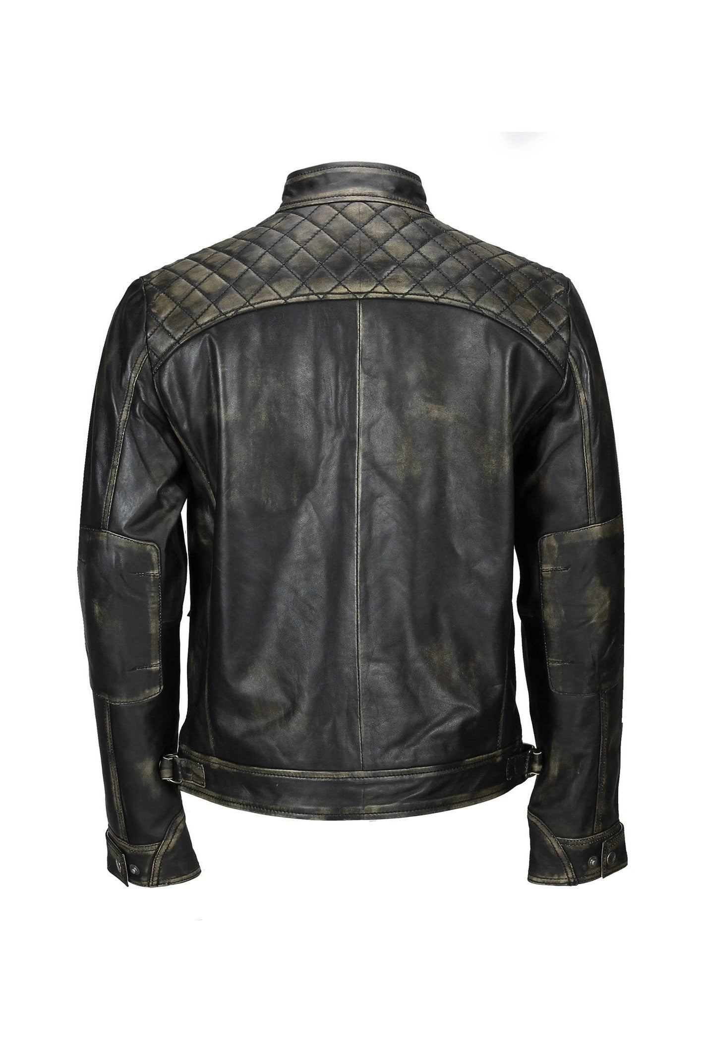 QUILTED BIKER LEATHER JACKET