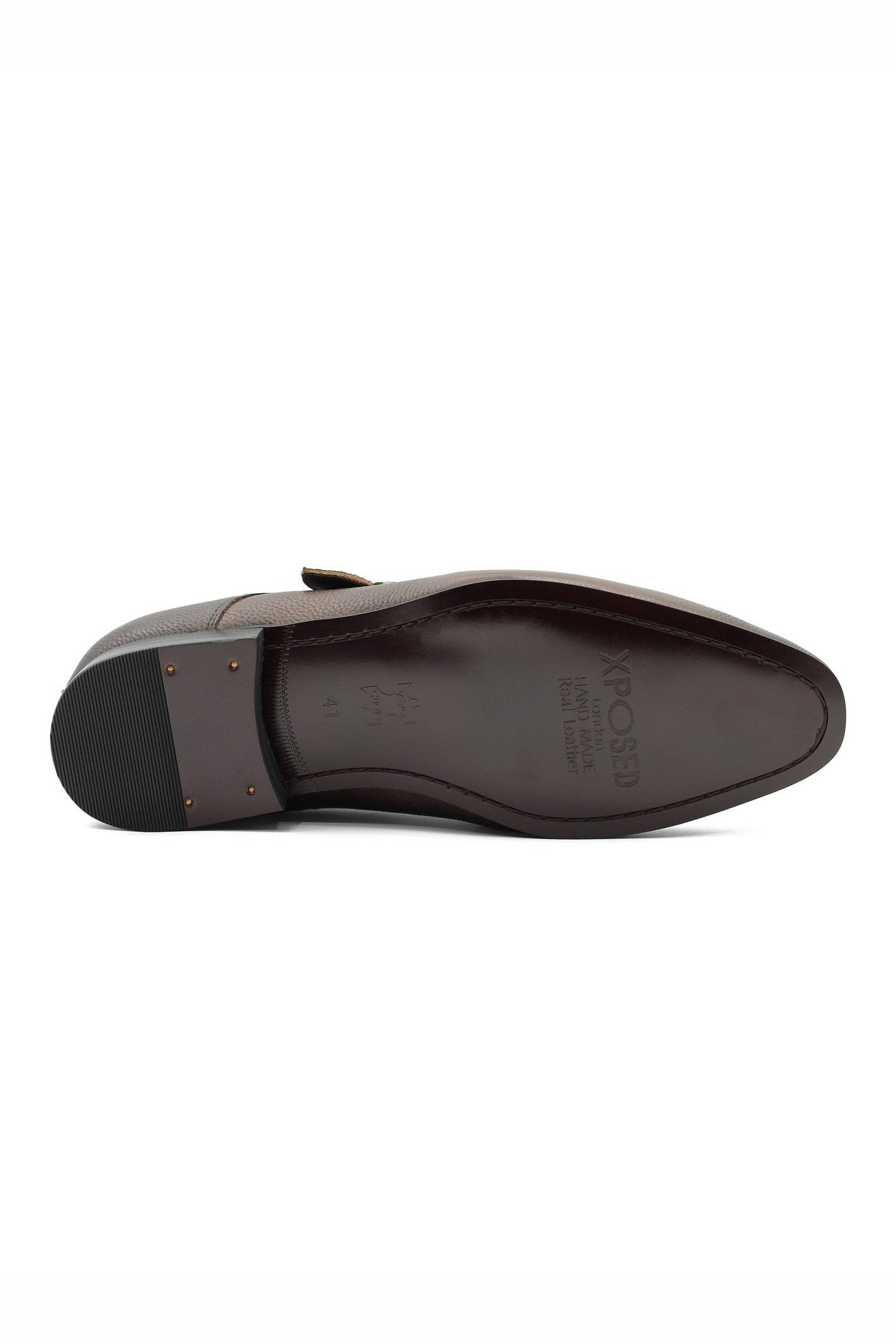 BROWN GRAIN LEATHER MONK STRAP